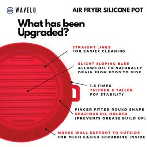 WAVELU Air Fryer Silicone Pot Liner | EXTRA STRONG | Food Safe Air fryers Accessories | Replacement of Flammable Parchment Paper Liners | No More Harsh Cleaning Basket After Using Airfryer (3-5QT)