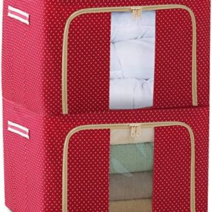 WWWUUU Storage Boxes 72L,Oxford Cloth Steel Frame Storage Box Bag, Easy to Fold with Sturdy Zipper,Storage for Clothes,Bed ,Blankets,Bedding,Pillow 19.7x15.7x14.2 IN (Blue, 4X 72L) (Red, 2 x 72L)