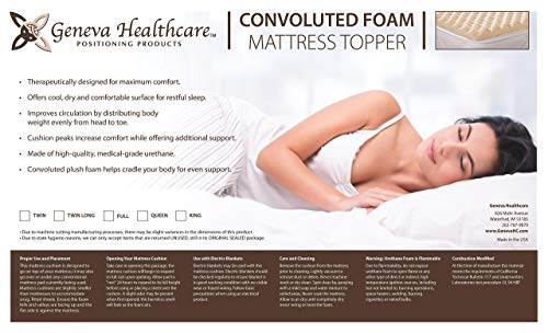 Geneva Healthcare Egg Crate Convoluted Foam Mattress Pad 4" Standard Queen Size Topper - 4" x 60" x 80"