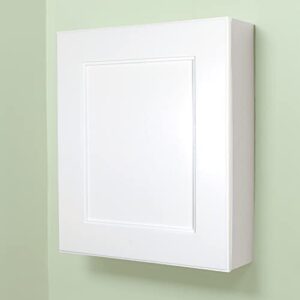 fox hollow furnishings white shaker style solid wood wall-mount medicine cabinet with flat panel