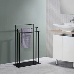 kings brand furniture - silfax 3 tier metal/glass freestanding bathroom towel rack stand, black