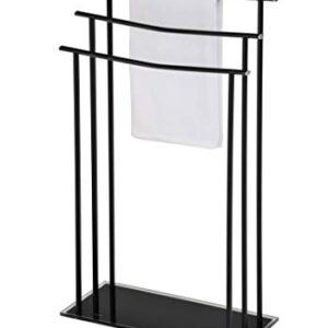 Kings Brand Furniture - Silfax 3 Tier Metal/Glass Freestanding Bathroom Towel Rack Stand, Black