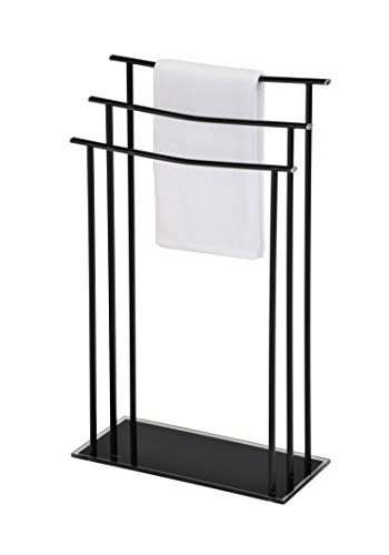 Kings Brand Furniture - Silfax 3 Tier Metal/Glass Freestanding Bathroom Towel Rack Stand, Black