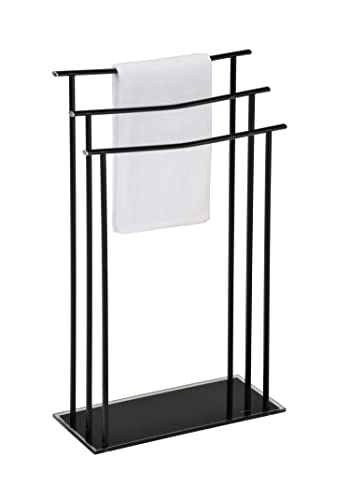 Kings Brand Furniture - Silfax 3 Tier Metal/Glass Freestanding Bathroom Towel Rack Stand, Black