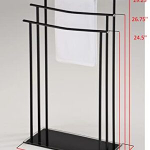 Kings Brand Furniture - Silfax 3 Tier Metal/Glass Freestanding Bathroom Towel Rack Stand, Black
