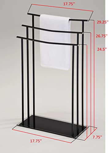 Kings Brand Furniture - Silfax 3 Tier Metal/Glass Freestanding Bathroom Towel Rack Stand, Black