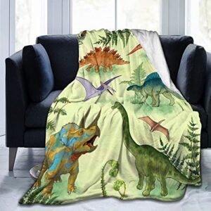 dinosaur soft throw blanket 60"x50" lightweight flannel blanket for couch bed sofa home living room decor travelling camping for kids adults