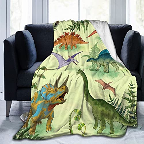 Dinosaur Soft Throw Blanket 60"X50" Lightweight Flannel Blanket for Couch Bed Sofa Home Living Room Decor Travelling Camping for Kids Adults