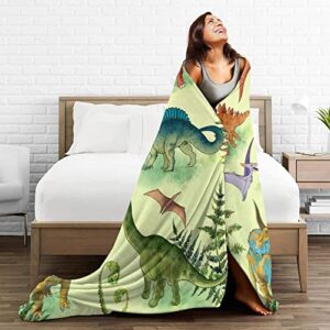 Dinosaur Soft Throw Blanket 60"X50" Lightweight Flannel Blanket for Couch Bed Sofa Home Living Room Decor Travelling Camping for Kids Adults