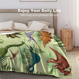 Dinosaur Soft Throw Blanket 60"X50" Lightweight Flannel Blanket for Couch Bed Sofa Home Living Room Decor Travelling Camping for Kids Adults