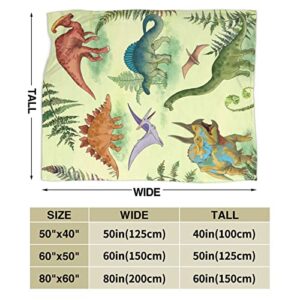 Dinosaur Soft Throw Blanket 60"X50" Lightweight Flannel Blanket for Couch Bed Sofa Home Living Room Decor Travelling Camping for Kids Adults