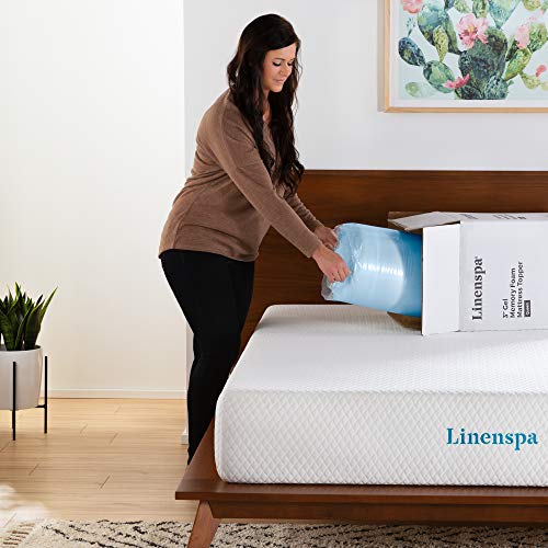 Linenspa 3 Inch Memory Foam Mattress Topper, Gel Infused RV Queen Mattress Topper with Cover, CertiPUR-US Certified