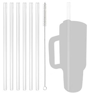 6pcs replacement straws for stanley water bottles, plastic straws reusable cleaning brush compatible with 14/20 /30/40 oz water bottle, cup straws drinking reusable, bottle accessories (white)