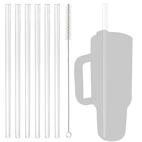 6Pcs Replacement Straws for Stanley Water Bottles, Plastic Straws Reusable Cleaning Brush Compatible with 14/20 /30/40 OZ Water Bottle, Cup Straws Drinking Reusable, Bottle Accessories (White)