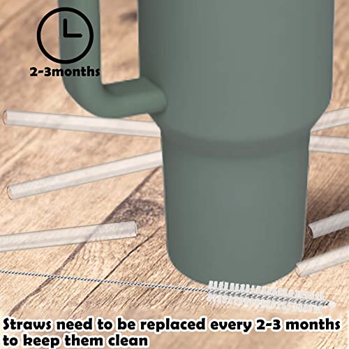 6Pcs Replacement Straws for Stanley Water Bottles, Plastic Straws Reusable Cleaning Brush Compatible with 14/20 /30/40 OZ Water Bottle, Cup Straws Drinking Reusable, Bottle Accessories (White)