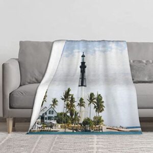 flannel blankets for bed,hillsboro lighthouse pompano beach florida atlantic ocean palms coast,soft throw blanket luxury flannel lap blanket 50x60