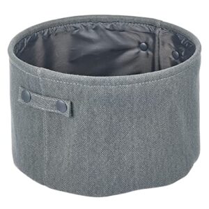 mDesign Soft Cotton Fabric Bathroom Storage Bin with Handles - Organizer for Towels, Toilet Paper Rolls - for Closets, Cabinets, Shelves - Textured Weave - Charcoal Gray