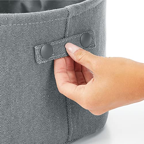 mDesign Soft Cotton Fabric Bathroom Storage Bin with Handles - Organizer for Towels, Toilet Paper Rolls - for Closets, Cabinets, Shelves - Textured Weave - Charcoal Gray