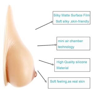 Lifelike Silicone Breast Forms Woman Breast Enlarger Mastectomy Prosthesis Self Adhesive False Breast False Boobs for Crossdress Transvestite and Cosplay,Nude,C Cup (800g/pair)