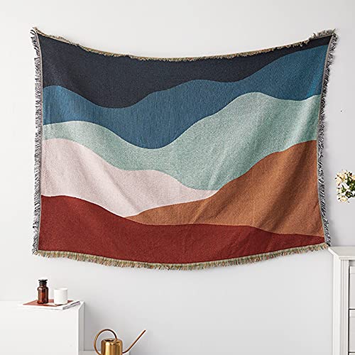 ESTELLEF Boundless Hill Sea Sofa Throw Blanket for Couch Bed Soft Decorative Woven Knit Throws Reversible Dust-Proof Line Blanket for Chair,Sofa,Living Room,Bedroom (Size : 180x260cm/70.8x102.3in)