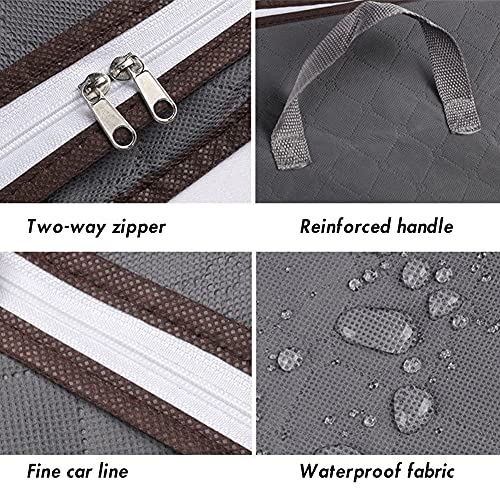 Closet Organizers Bags with Handle and Clear Window Set of 3 Fordable Under Bed Thick Fabric Comforters, Blankets,Clothing Storage Bags