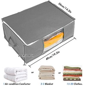 Closet Organizers Bags with Handle and Clear Window Set of 3 Fordable Under Bed Thick Fabric Comforters, Blankets,Clothing Storage Bags