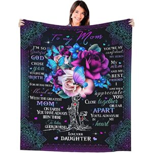 joyloce to my mom blanket from daughter, mom gifts for mother's day birthday christmas, flannel fleece lightweight soft warm throw blankets for home office sofa 50"x40" gifts for mom mother