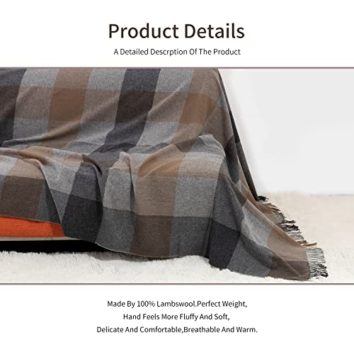 Farridoro Lambswool Fringe Lightweight Throw Blanket 51inches with 78inches All Season Use Soft Throw Blankets for Bed Couch Sofa Camping Chair Outdoor