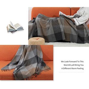 Farridoro Lambswool Fringe Lightweight Throw Blanket 51inches with 78inches All Season Use Soft Throw Blankets for Bed Couch Sofa Camping Chair Outdoor