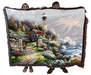 pure country weavers coastal splendor blanket by james lee - scenic gift tapestry throw woven from cotton - made in the usa (72x54)