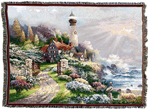 Pure Country Weavers Coastal Splendor Blanket by James Lee - Scenic Gift Tapestry Throw Woven from Cotton - Made in The USA (72x54)