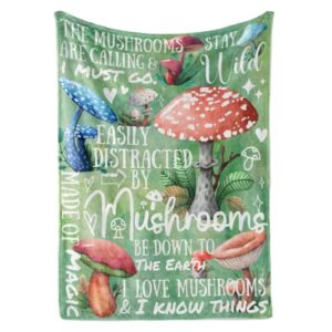 innobeta mushroom blanket, best gifts for mushroom lovers, unique mushroom design, throw blanket gifts for women, family, friends, flannel plush blankets - mushroom quotes - 50"x 65"
