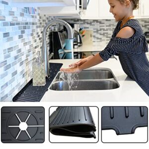 24 inch Faucet Sink Splash Guard Mat,Silicone Kitchen Faucet Mat,Faucet Drying Mat, Silicone Sink Faucet Mat Splash Guard, Silicone Faucet Water Catcher Mat for Kitchen Bathroom Farmhouse