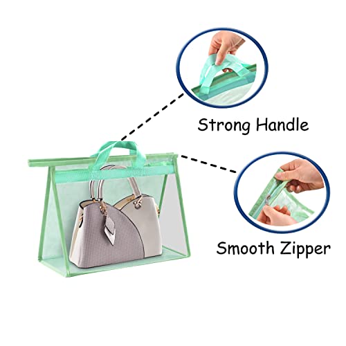 Quoyiyo Clear Tote Bag Organizer Dust Cover Organizer Transparent Handbag Organizer Organizer Organizer with Reinforced Handle and Zipper, Tote Bag Organizer (lGreen - 8 Pack)