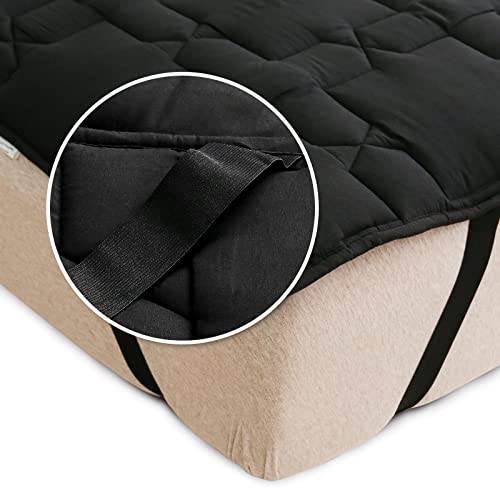 A Nice Night Mattress Topper Mattress Pad Cover Fluffy Down Alternative Bed Topper,Extra Deep Fits 8-18 Inches Bed Cover(Black, Queen)