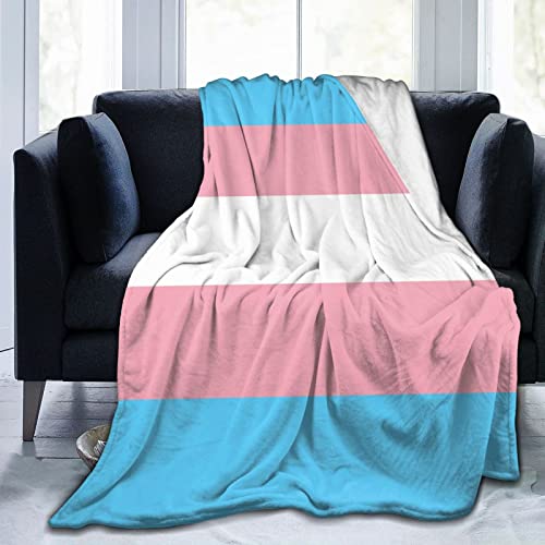 Transgender Pride Flag Fleece Throw Blanket Plush Soft Throw for Bed Sofa, 80 in x 60 in