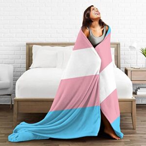 Transgender Pride Flag Fleece Throw Blanket Plush Soft Throw for Bed Sofa, 80 in x 60 in