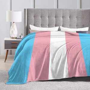 Transgender Pride Flag Fleece Throw Blanket Plush Soft Throw for Bed Sofa, 80 in x 60 in