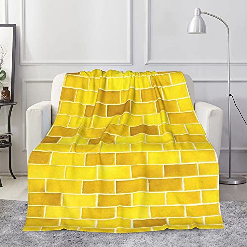 Yellow Brick Road Blanket for Bed Couch Sofa,Yellow Mosaic Tiles Throw Blanket,Soft Cozy Plush Warm Fuzzy Lightweight Microfiber Fleece Blanket for Adults Teens Kids 60"X50"