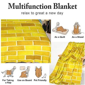 Yellow Brick Road Blanket for Bed Couch Sofa,Yellow Mosaic Tiles Throw Blanket,Soft Cozy Plush Warm Fuzzy Lightweight Microfiber Fleece Blanket for Adults Teens Kids 60"X50"