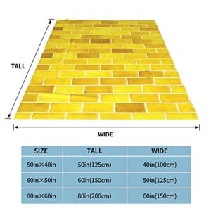 Yellow Brick Road Blanket for Bed Couch Sofa,Yellow Mosaic Tiles Throw Blanket,Soft Cozy Plush Warm Fuzzy Lightweight Microfiber Fleece Blanket for Adults Teens Kids 60"X50"