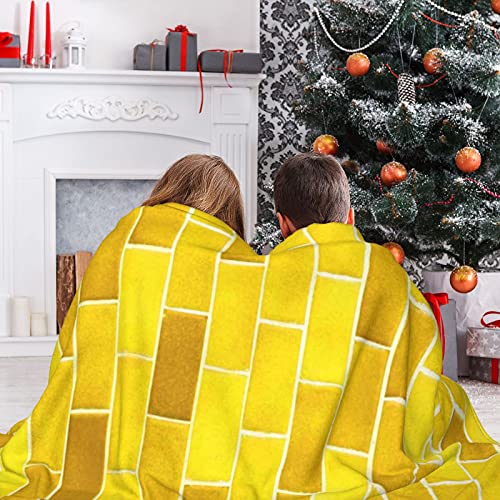 Yellow Brick Road Blanket for Bed Couch Sofa,Yellow Mosaic Tiles Throw Blanket,Soft Cozy Plush Warm Fuzzy Lightweight Microfiber Fleece Blanket for Adults Teens Kids 60"X50"