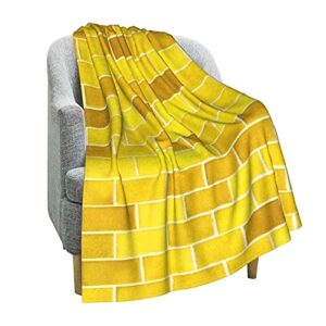 Yellow Brick Road Blanket for Bed Couch Sofa,Yellow Mosaic Tiles Throw Blanket,Soft Cozy Plush Warm Fuzzy Lightweight Microfiber Fleece Blanket for Adults Teens Kids 60"X50"