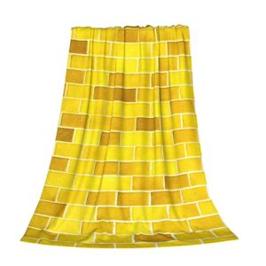 Yellow Brick Road Blanket for Bed Couch Sofa,Yellow Mosaic Tiles Throw Blanket,Soft Cozy Plush Warm Fuzzy Lightweight Microfiber Fleece Blanket for Adults Teens Kids 60"X50"