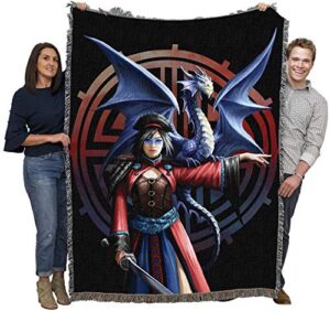 pure country weavers look to the east dragon blanket by anne stokes age of dragons collection - gift fantasy tapestry throw woven from cotton - made in the usa (72x54)