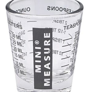 Kolder Mini Measure Heavy Glass, 20-Incremental Measurements Multi-Purpose Liquid and Dry Measuring Shot Glass, Black