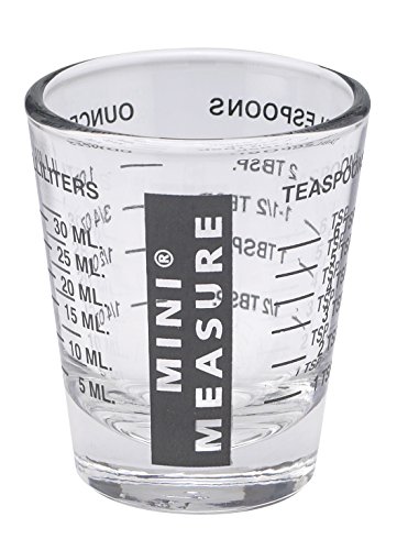 Kolder Mini Measure Heavy Glass, 20-Incremental Measurements Multi-Purpose Liquid and Dry Measuring Shot Glass, Black