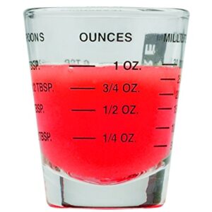 Kolder Mini Measure Heavy Glass, 20-Incremental Measurements Multi-Purpose Liquid and Dry Measuring Shot Glass, Black