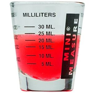 Kolder Mini Measure Heavy Glass, 20-Incremental Measurements Multi-Purpose Liquid and Dry Measuring Shot Glass, Black