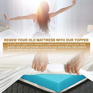 Memory Foam 2 Inch Queen Mattress Topper Mattress Pad, Gel Infused Soft Bed Topper Bed Mattress Toppers for Pressure Relieving